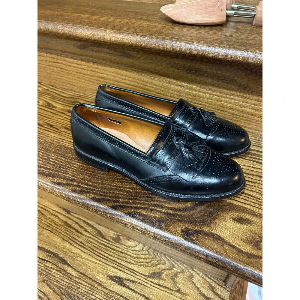 Vintage Allen Edmonds Bridgeton 5009 Mens 11 D Black Kiltie Tassel Loafers USA